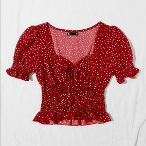 Burgundy Polka Dot Top